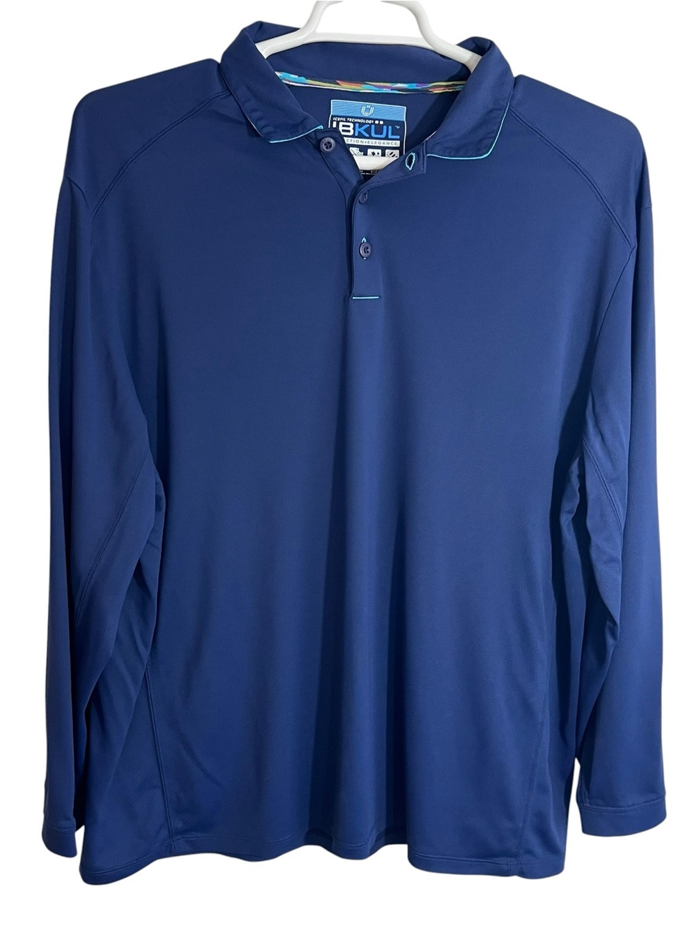 IBKUL Performance Long Sleeve Polo Shirt Mens Size XL